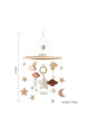 Ruicoo Güvenli Ahşap Bebek Yatak Zilleri - Tohum İpi Örgü Bebek Odası Dekorasyonu - Tohum Desenli Hafif Uyku Zili Gri Gri