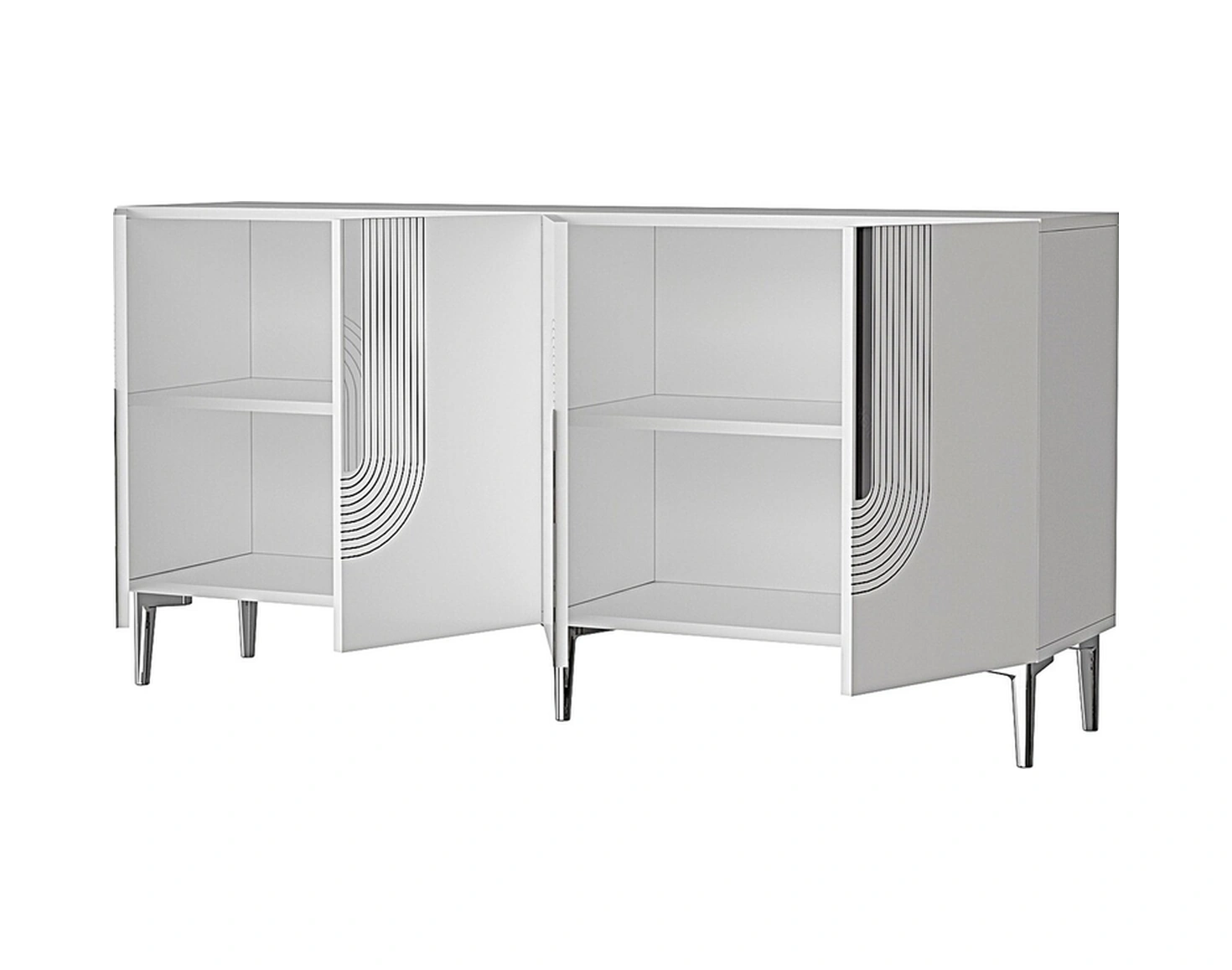 Ka1516bs Meyra Konsol, Kahve Köşesi, Tv Sehpası Beyaz-sılver 150cm Beyaz