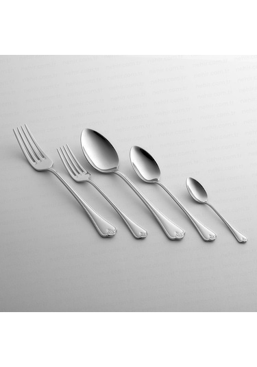 Nehir Fulya Sade 12 Kişilik 60 Parça Çatal Kaşık Takımı Gümüş