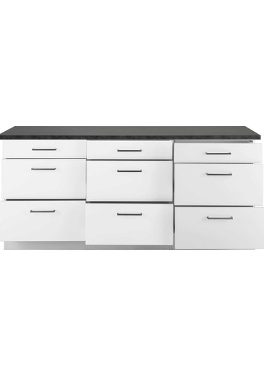 Samba Mutfak 9 Çekmeceli Alt Modül 200 Cm - Çok Amaçlı Dolap -tezgah Dahil Antrasit