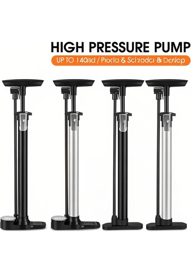 Suofeng West Bıkıng 140psı Yüksek Basınçlı Fren Çevresi, Bisiklet-elektrikli Araba Topu İçin Dikey Pompa, Manometreli, T Tipi Kolu, Katlanabilir Taban, Amerikan-fransız Valfi Gümüş