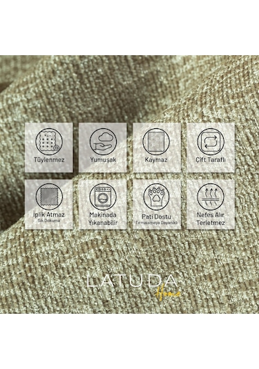 Jakarlı Şönil Koltuk Örtüsü Kanepe Örtüsü Koltuk Şalı 110x175 2 Ad. Kaymaz Kum Beji Kum Beji