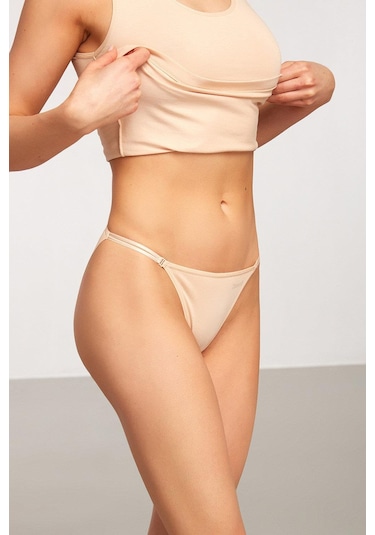 Kom Basic Yanları İpli 2 Li Külot Seti Ten