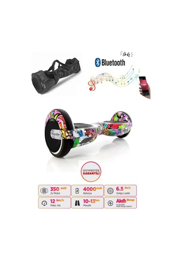 Elektrikli Kaykay Scooter Akıllı Denge Hoverboard + Hoverkart + Çanta Full Ledli Extrem Paket D04