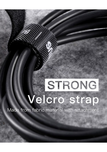 Xindoker Siyah 3 Metre Pp+flanel Kesilebilir Yeniden Kullanılabilir Çemberli Velcro Bağlama Kayışı Siyah