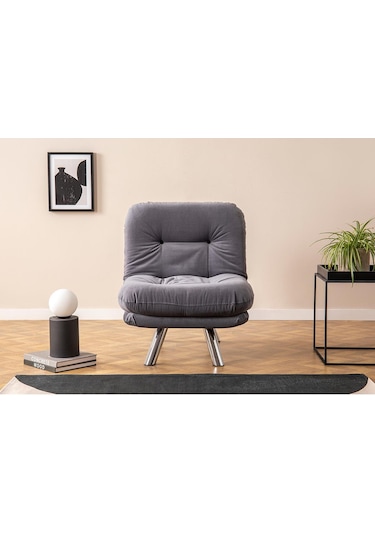 Pafu Hippo Yataklı Tekli Koltuk - Gri Gri