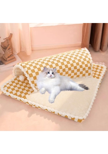 Suntek 2'den 1 Kedi Yatak Oyun Tüneli Kapalı Kahverengi-s