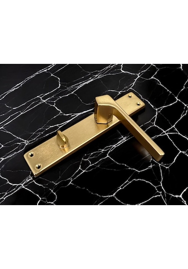 Zey Mat Altın Aynalı Wc Banyo Kapı Kolu İçeriden Sağ Basar 1 Takım