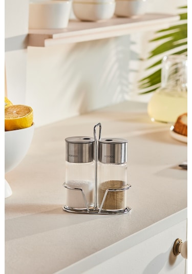 Karaca Ripple Standlı Tuzluk Ve Biberlik Inox Gümüş