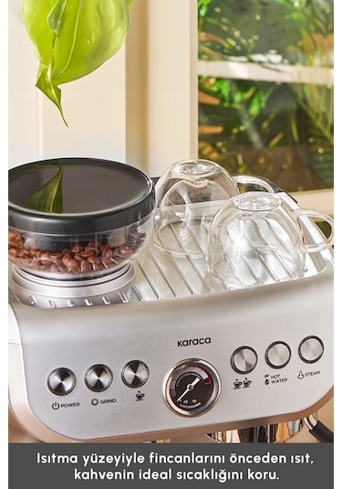 Karaca Coffee Art 2 L Barista Öğütücü + Süt Köpürtücü+ 15 Bar Basınçlı Espresso Kahve Makinesi
