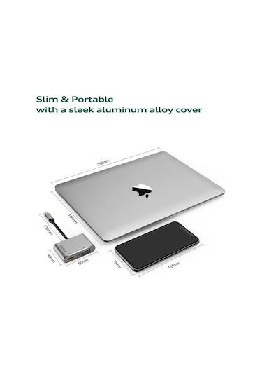 Usb 3.1 Type-C To 4K Hdmi + Vga Çevirici Adaptör Kablo Apple Uyumlu MacBook