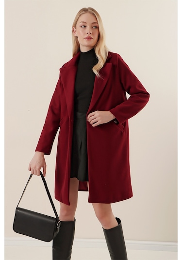 9085 Kaşe Kaban - Bordo 9085bgd19-003-12489 001