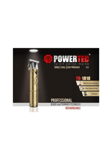 Powertec TR-1818 Sakal Ense Çizim Tıraş Makinesi Altın