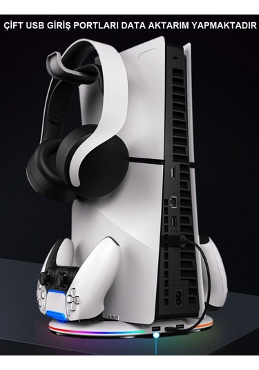 İpega Ps5 Slim Disk/ps5 Slim Dijital Rgb Dikey Stand Kulaklık Tutucu Joystick Şarj Cihazı