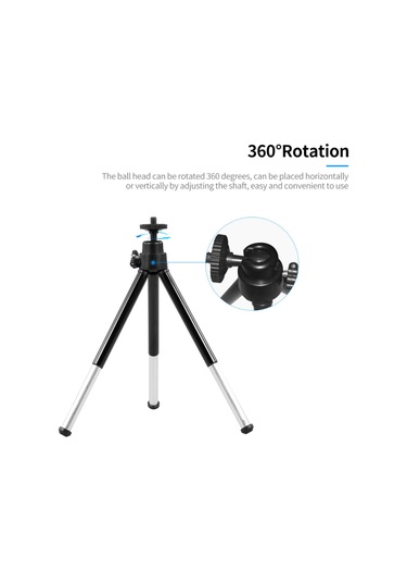 Taşınabilir Web Kamerası Tripod Hafif Mini Web Kamerası Tripod Akıllı Telefon Web Kamerası Masaüstü Tripod Telefon Tutucu Masa Standı Siyah