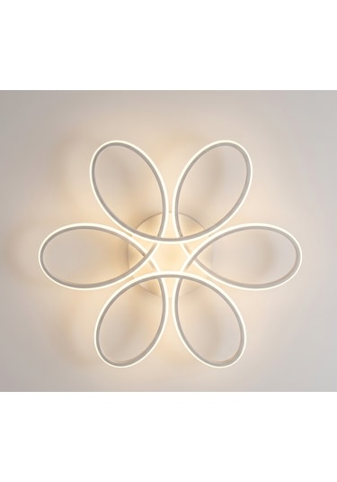 Lzy Avize Store Yonca 6 Lı Beyaz Plafonyer 3 Renk Kumandalı Salon, Mutfak, Çocuk Odası İçin Modern Led