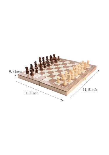 Ruicoo Ahşap 3'ü 1 Arada Satranç, Dam Ve Gomoku Oyun Seti - Katlanabilir Ve Taşınabilir