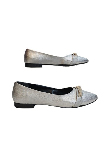 Fiyra 4006 Gümüş Örgü Taşlı Şık Düğünlük Günlük Bayan Babet Gümüş