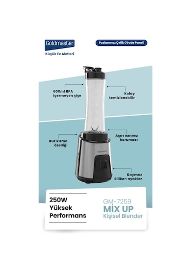 Goldmaster GM-7259 Mix Up 250 W Kişisel Smoothie Blender