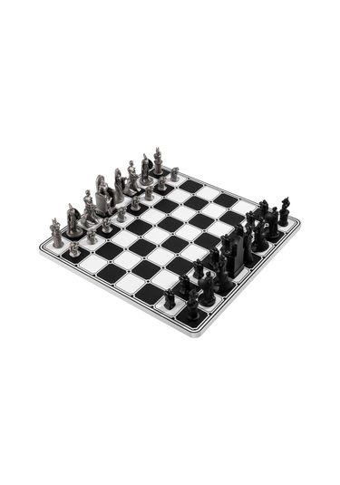 Sönmeyen Ateş Olimpos Paslanmaz Çelik Satranç Takımı Gri