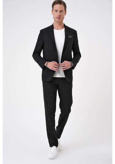 Comfort Fit Mono Yaka Torba Cep Casual Siyah Ceket C 707 Siyah