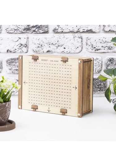 Deep Creative Parabox Hedef Kumbarası Ahşap-krem Rengi Ahşap Kilitli