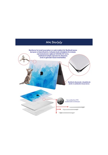 Macbook Air Kılıf 13 İnç Paint02 Eski Usb'li Model 2010-2017 A1369 A1466 İle Uyumlu MAVİ