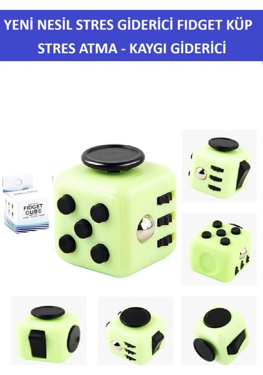 Yeni Nesil Stres Küpü - Fidget Cube - Yeşil-siyah - Stres Atma Ve Kaygı İçin Faydalı
