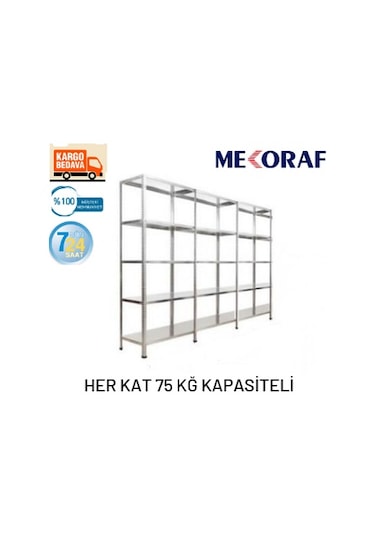 Mekoraf 43 X 93 5 Katlı 2 Metre 3 Ünite Çelik Raf