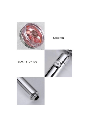 Turbo Duş Başlığı Seti Basınçlı Ayarlanabilir Su Tasarrufu Hortum Ve Mafsal Seti Diğer