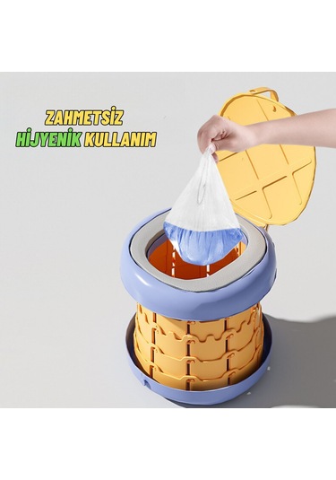 Tuvalet Eğitici Katlanabilir Taşınabilir Çocuk Lazımlık Portatif Seyahat Bebek Tuvaleti Sarı