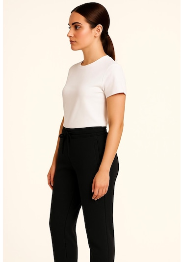 Axxel Kadın Siyah Büyük Beden 3 İplik Şardonlu Eşofman Altı-p2021 Siyah