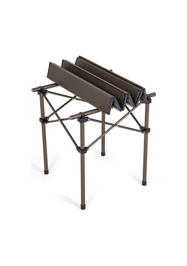 Lerato Basic Alüminyum Katlanır Portatif Küçük Boy Kamp ve Piknik Masası - Kahverengi - 49 x 52 x 49 CM
