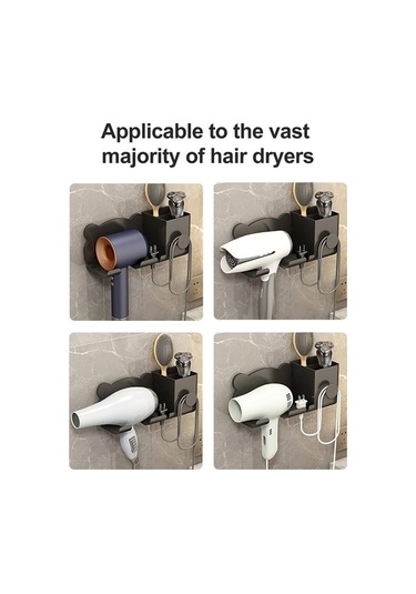 Didadodo Saç Kurutma Makinesi Duvara Monte Tutucu Banyo Rafı Depolama, Stil: Basit Siyah, Küçük Tasarım Simple Black