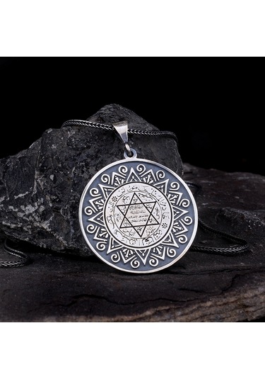 Hz Sleyman Mührü Model 925 Ayar Gümüş Kolye