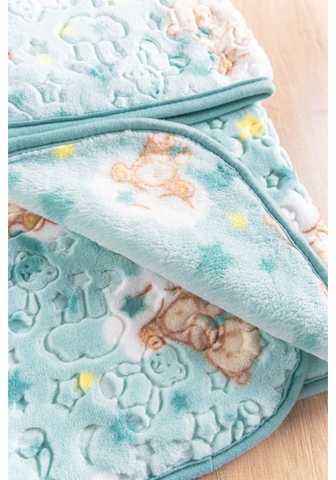 Figürlü Peluş Kız/Erkek Bebek Battaniye Yeşil