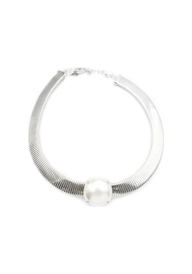 İncili Tasma Kolye - Gümüş Gümüş