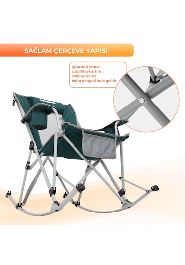 Fundango Roching Sallanan Katlanır Kamp Sandalyesi Green Grey Yeşil - Gri