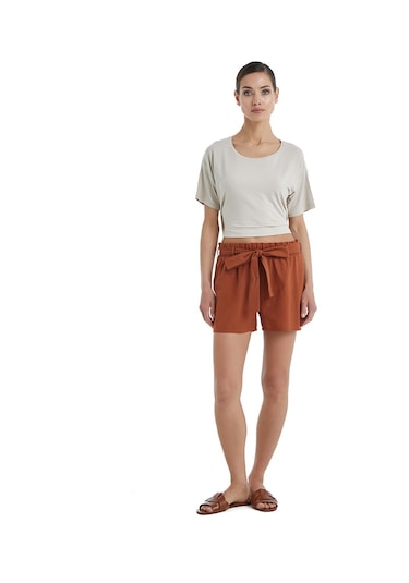 Blackspade Kadın Keten Şort 60397 - Kahverengi