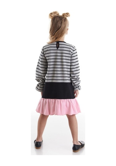 Denokids Siyah Kedi Kız Elbise Çok Renkli