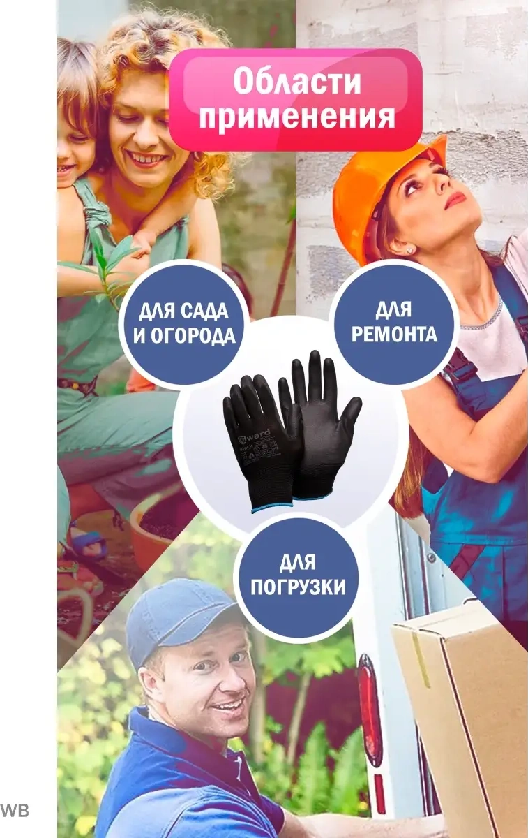 Gward Siyah Naylon İş Eldivenleri 5 Çift 90652995