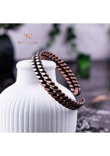 Dmt Copper El Yapımı Şık Tasarım Kalın Dövülmüş Saf Bakır Bilezik Bakır Takı Bilekliği Işıklı Kutulu Bakır