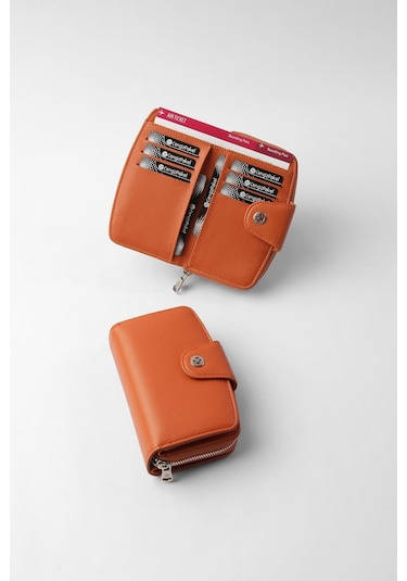 Cengiz Pakel Orta Boy Çıt Çıt Detaylı Kadın Cüzdan/portföy - 65300 - Kiremit 65300-kiremit