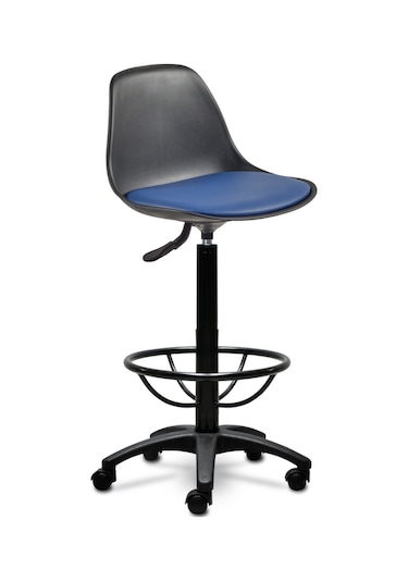 Ofiscombin Ofis Kasiyer Hekim Eczane Sırtlı Bar Taburesi Sandalyesi Tabure Parlement Mavi Deri 00047499823