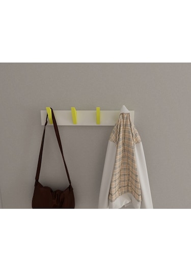 Hepsi3boyutlu Modern Duvar & Kapı Kanca Askılık - 4 Adet Sarı Kanca Askılık - Model No : 5 Sarı