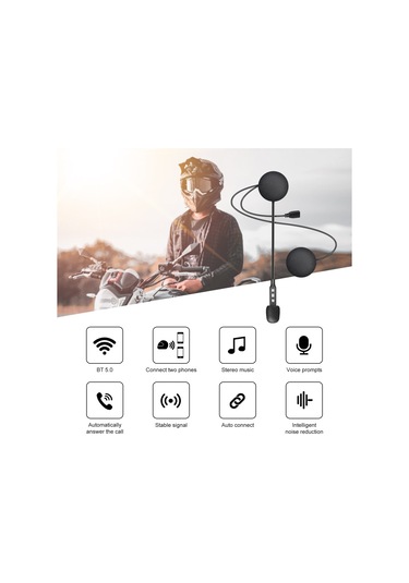 Vkemall Mh06 Motosiklet Bluetooth Kulaklık Kask Kulaklığı Bluetooth 5.0 Kablosuz Kulaklık Siyah Motosiklet İnterkom Kulaklığı