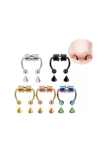 Novahub Siyah 1 Adet U Şekilli Sahte Piercing Burun Halkası Alaşım Burun Piercing Hoop Septum Yüzükler Kadınlar İçin Göbek Takısı Hediyeler Moda Manyetik Siyah Siyah