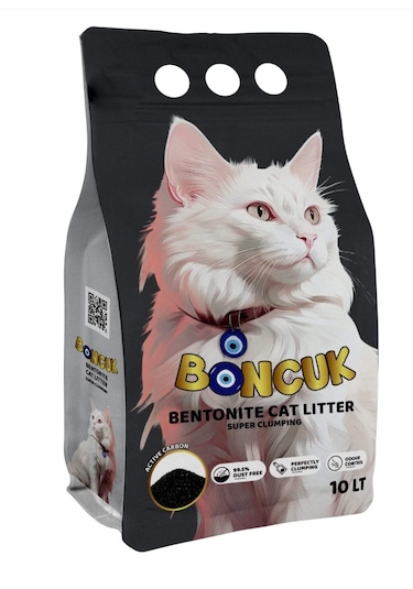 Boncuk Aktif Karbonlu Topaklaşan Bentonit Kedi Kumu 10 L