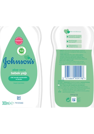 Johnson’S Baby Aloe Vera Yağ 300Ml