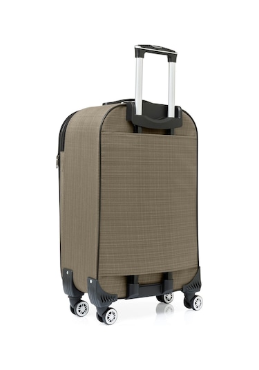 Oleets 8 Tekerli Su Geçirmez Ultra Kalite Kumaş Orta Boy Valiz Bej